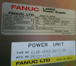 Fanuc Laser Power Supply A14B-0082-B211 B211R Repair and Return