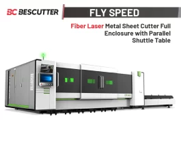 FLY SPEED 5’X10′ | 1500W – 15000W | Fiber Laser Metal Sheet Cutter Full Enclosure with Parallel Shuttle Table